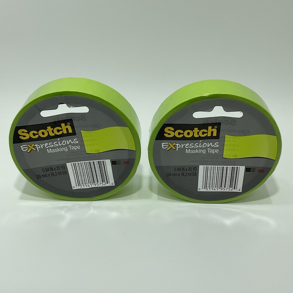 Scotch Expressions Decorative Masking Tape Bright Green 0.94in x 20yd 2 Rolls